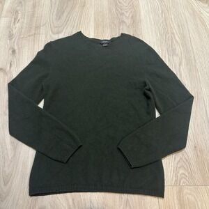 Prive 100% Cashmere Green Crew Neck Sweater Size Small Classic Preppy Old Money